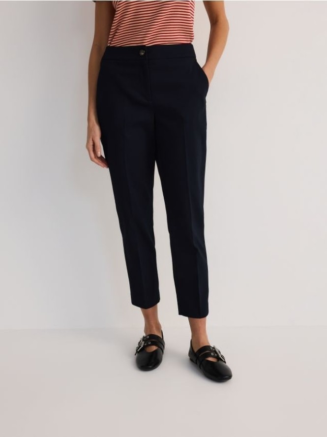 Spodnie slim z kantem - granatowy