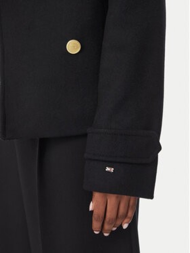 Tommy Hilfiger Płaszcz wełniany WW0WW51522 Czarny Regular Fit