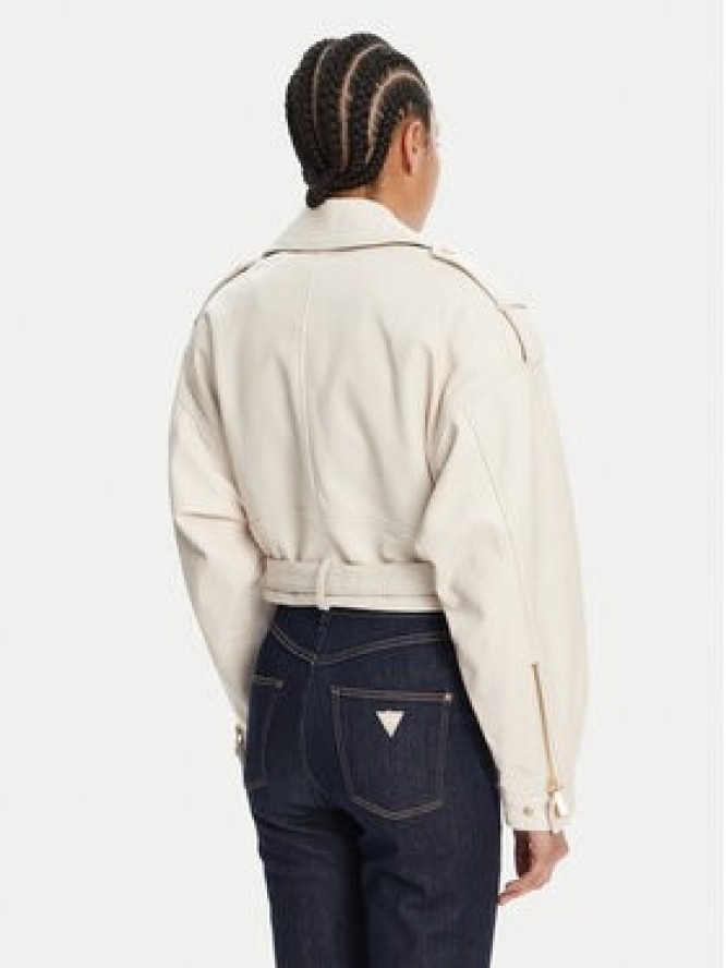 Just Cavalli Kurtka skórzana 78PAVP05 Biały Loose Fit