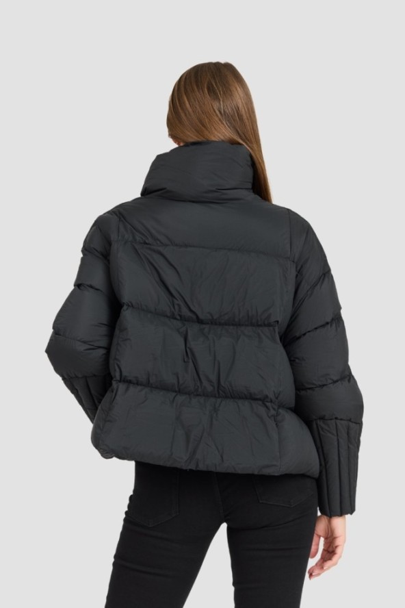 DIEGO M Czarna damska kurtka Giubbino Micropiuma - Collo Con Zip, Rozmiar S