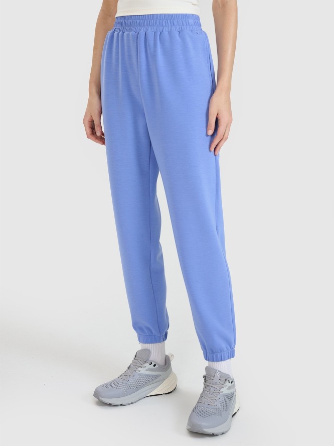 4F Spodnie dresowe joggery z modalem damskie - niebieskie S