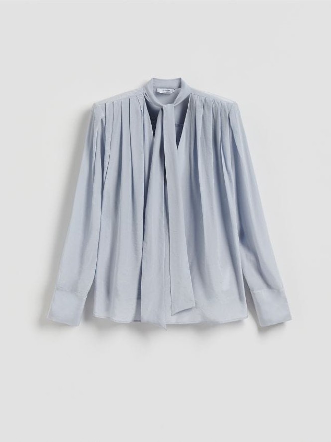 Bluzka z wiązaniem - jasnoszary