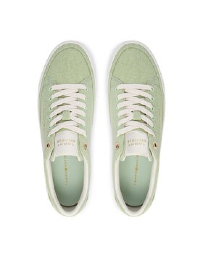 Tommy Hilfiger Sneakersy Washed Canvas Platform Trainers FW0FW09172 Zielony