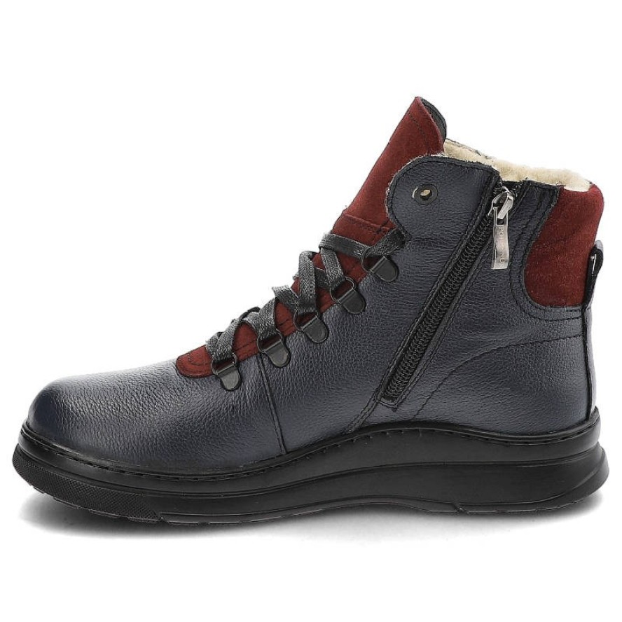 Granatowe Trzewiki Pollonus Ocieplane Obuwie Damskie