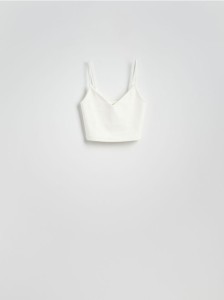 Krótki top na ramiączkach - biały