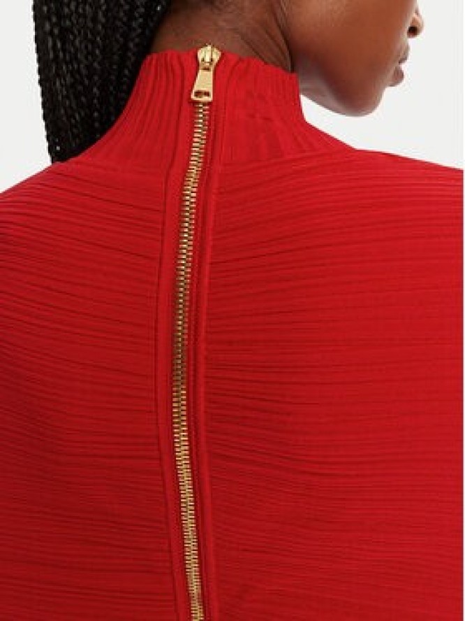 Balmain Sukienka wieczorowa DF0RR835KH70 Czerwony Slim Fit