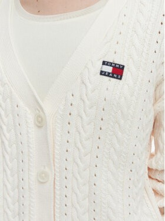 Tommy Jeans Kardigan DW0DW23024 Écru Regular Fit