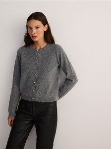 Kardigan z ozdobnymi guzikami - szary