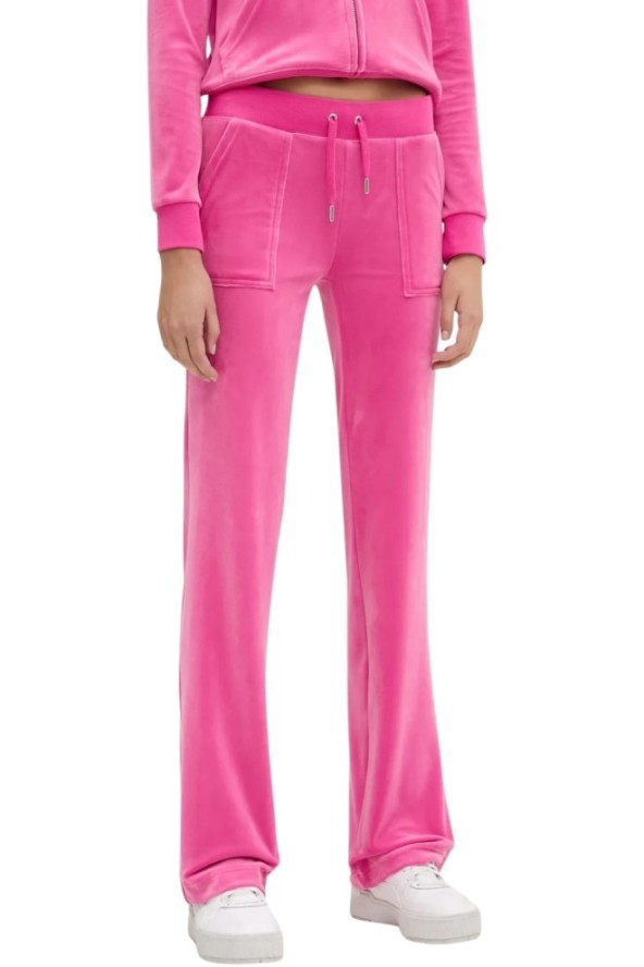 JUICY COUTURE Różowe damskie spodnie welurowe Del Ray Pocket Pant, Rozmiar XS