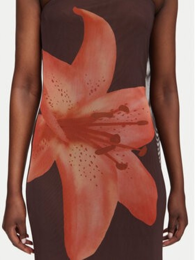 Vero Moda Sukienka letnia Rosetta 10356030 Brązowy ciemny Regular Fit