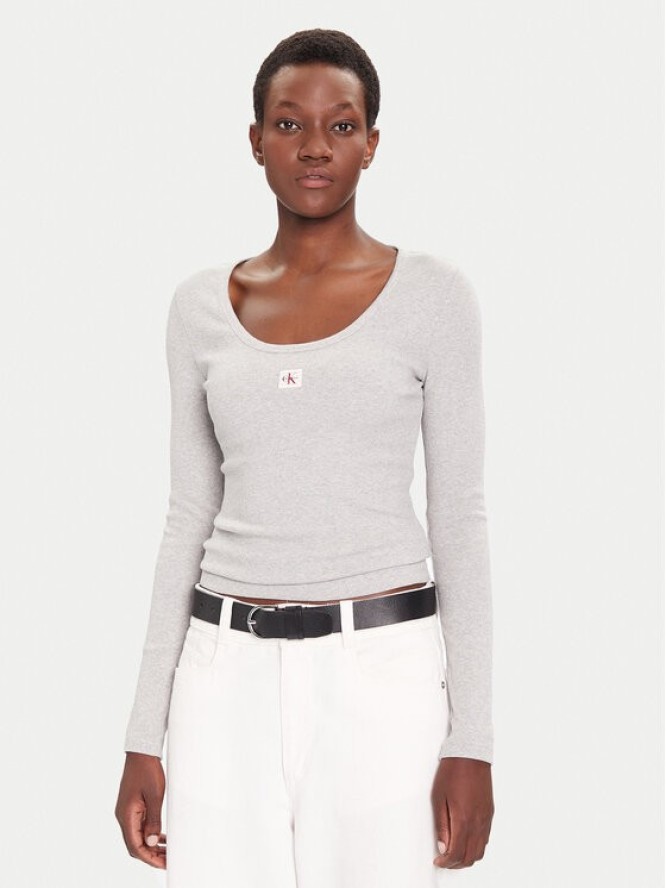 Calvin Klein Jeans Bluzka LV047D218G Szary Slim Fit