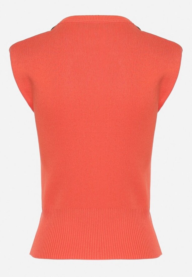 Pomarańczowa Bluzka Dzianinowa z Łańcuchem Odesima