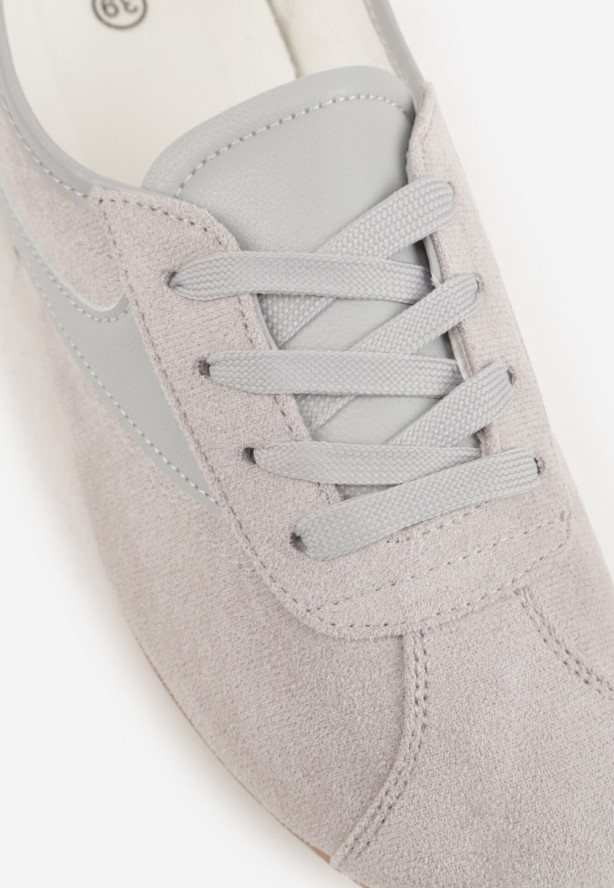 Szare Sneakersy z Imitacji Zamszu w Stylu Kultowych Tenisówek Aelliana