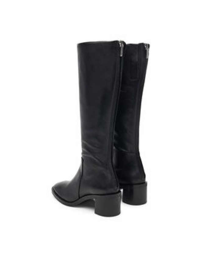 Calvin Klein Kozaki Block Heel High Boot Zip Lth HW0HW03172 Czarny