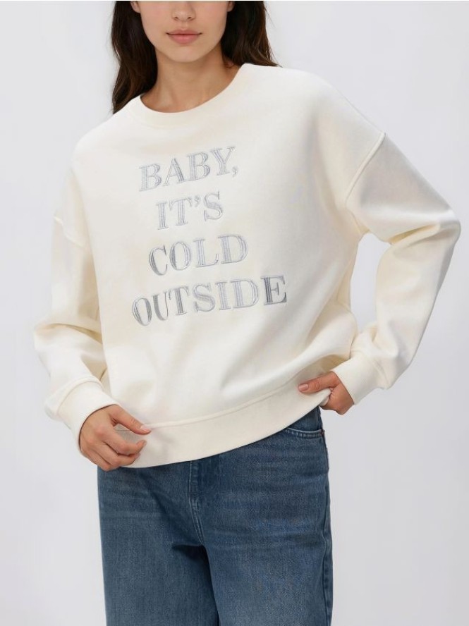 Bluza z haftowanym napisem - złamana biel