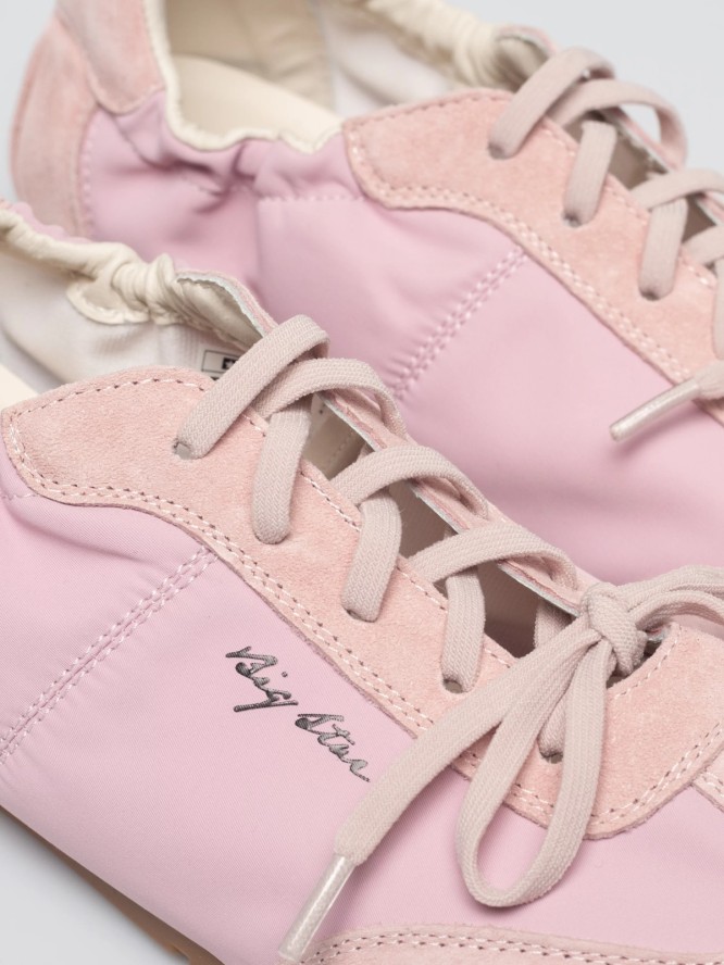 sneakersy damskie ze skórzanymi wstawkami różowe tt274600 601
