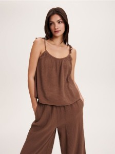 Bawełniany top - brązowy