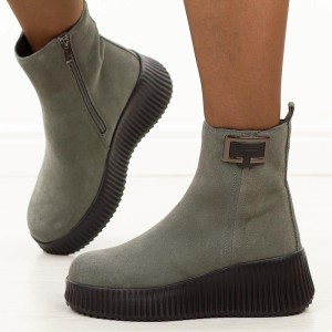 Szare skórzane botki damskie Filippo Dbt6392/25