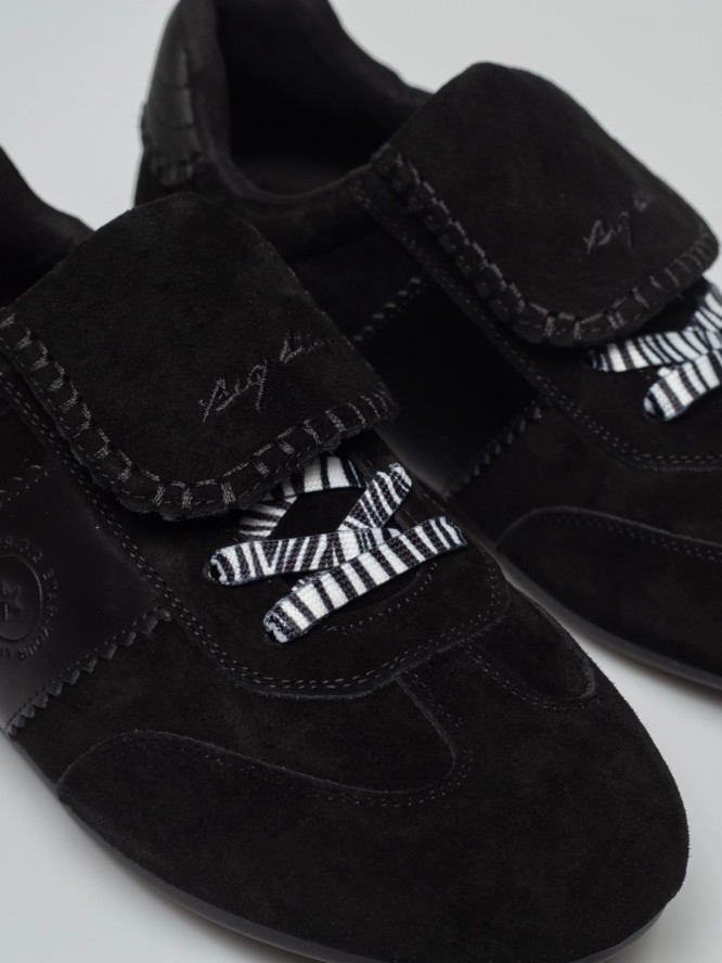 sneakersy damskie ze skóry naturalnej czarne tt274688 906
