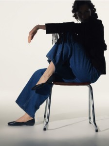 Skórzane baleriny - czarny