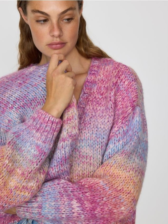 Wzorzysty kardigan - różowy