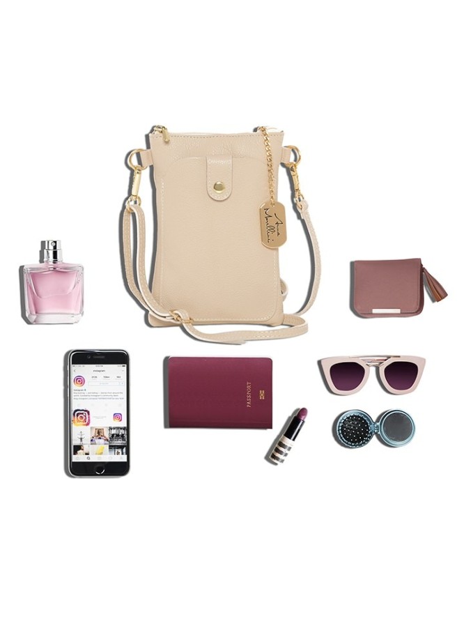 Anna Morellini Skórzana torebka "Erica" w kolorze beżowym - 14 x 21 x 1 cm rozmiar: onesize