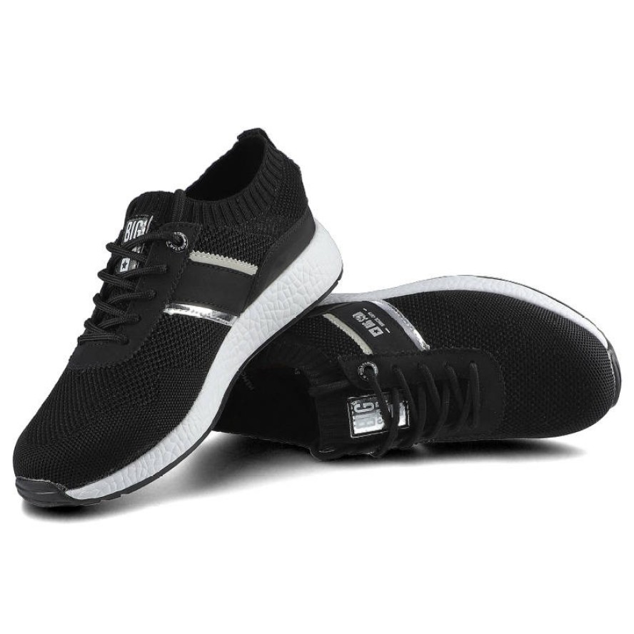 Sneakersy damskie Big Star, materiał tekstylny o siatkowej strukturze z elementami skóry syntetycznej z klasycznym sznurowaniem elastyczną cholewką o