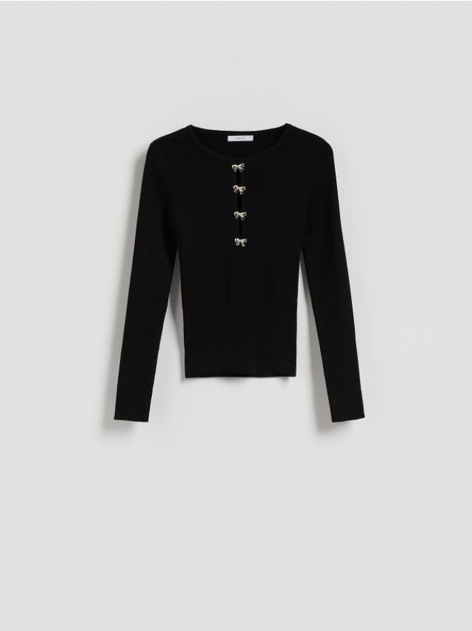 Bluzka z ozdobną aplikacją - czarny