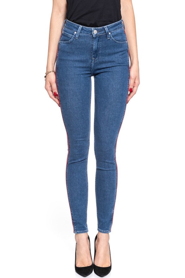 SPODNIE DAMSKIE LEE SCARLETT PIPING RED STOWE L31VROOR 112107312