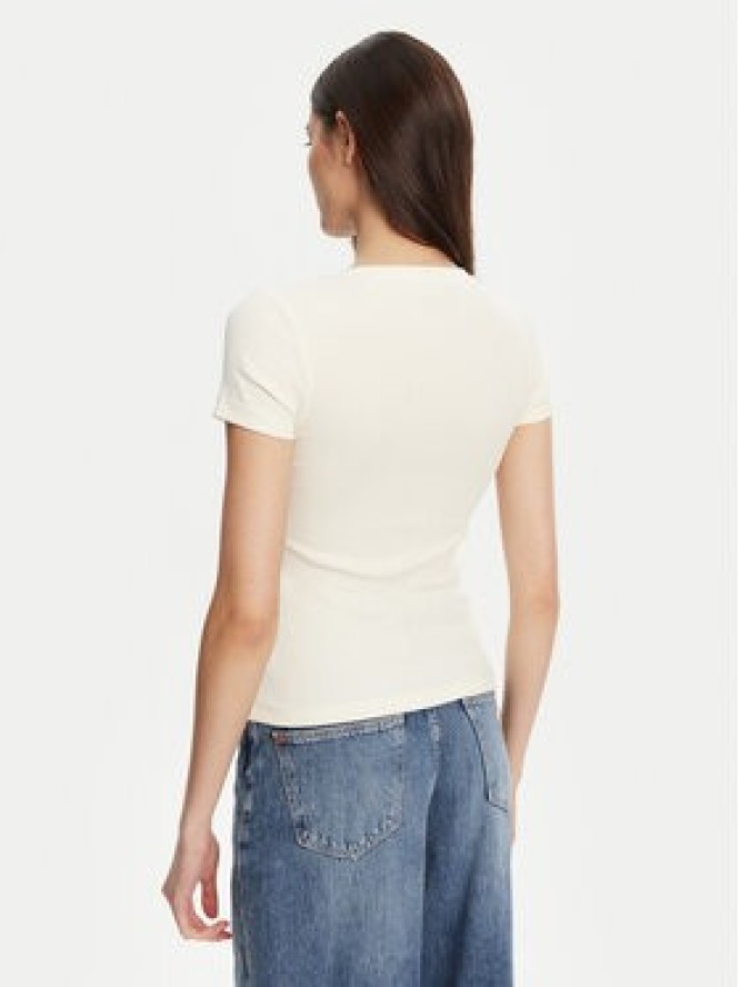 Guess Jeans T-Shirt W5YP37 KA0H1 Écru Slim Fit