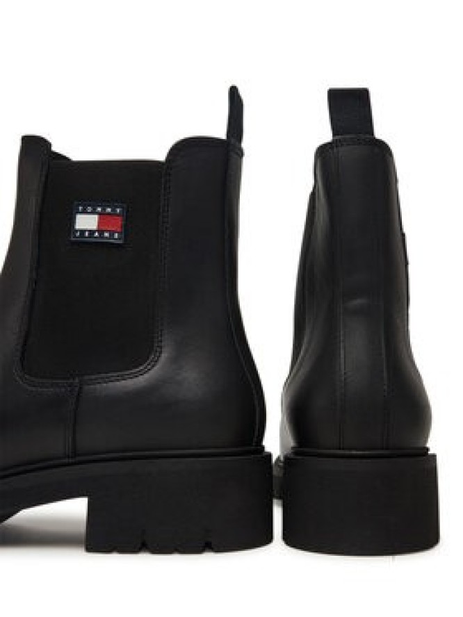 Tommy Jeans Sztyblety Tjw Chelsea Leather Boot EN0EN02825 Czarny