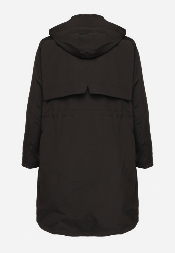 Czarna Kurtka Parka Taliowana Ohlina