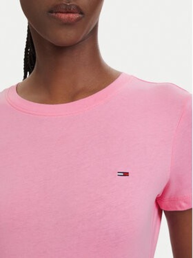 Tommy Jeans T-Shirt DW0DW20459 Różowy jasny Slim Fit