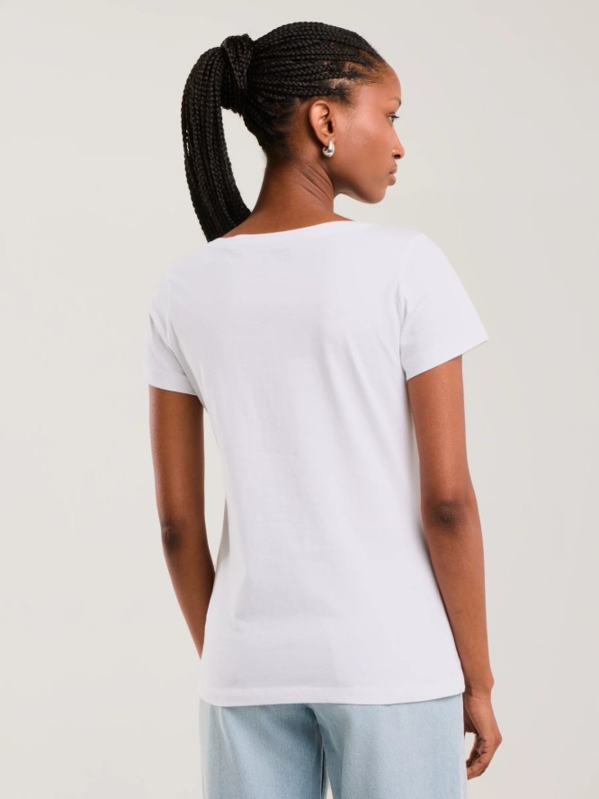 Koszulka damska o klasycznym kroju biała Brunona 101