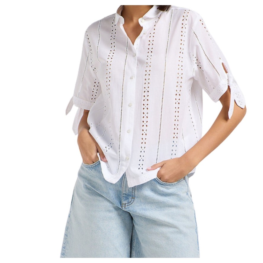 DAMSKA KOSZULA LEE CAMP TIE SLEEVE BUTTON UP BRIGHT WHITE 112364115
