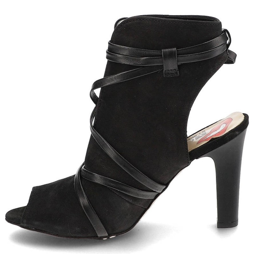 Czarne Botki Carinii Eleganckie Skórzane Buty Na Słupku