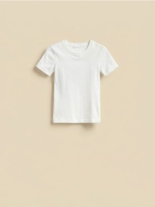 T-shirt w prążek - złamana biel