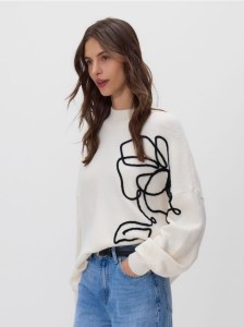 Sweter oversize - kremowy