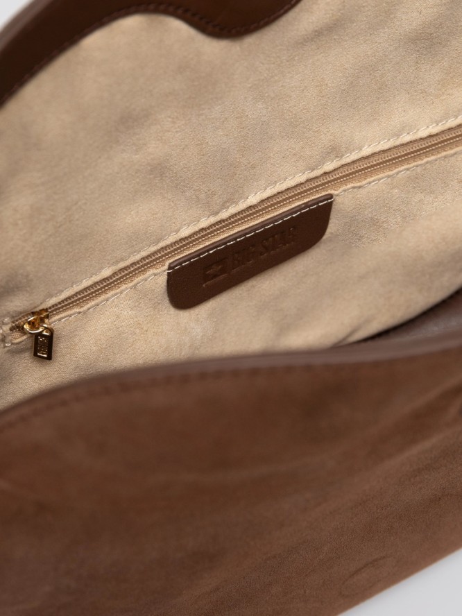 Torebka damska ze skóry naturalnej zamszowej brązowa Kosaka 804