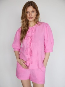 Bluzka z wiązaniem - różowy