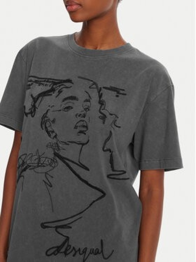 Desigual T-Shirt Budapest 25WWTK47 Szary Regular Fit