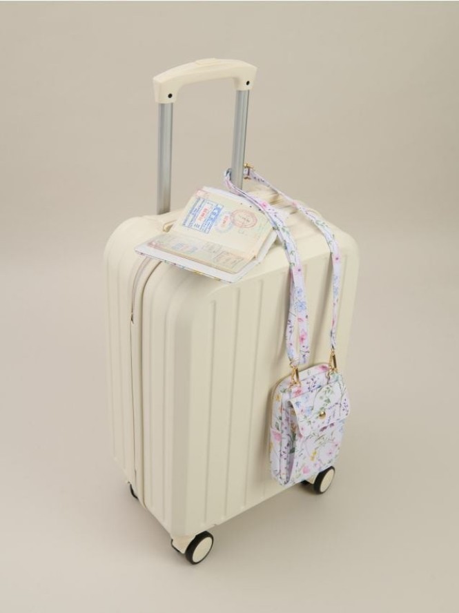 Walizka z uchwytem na napój - kremowy