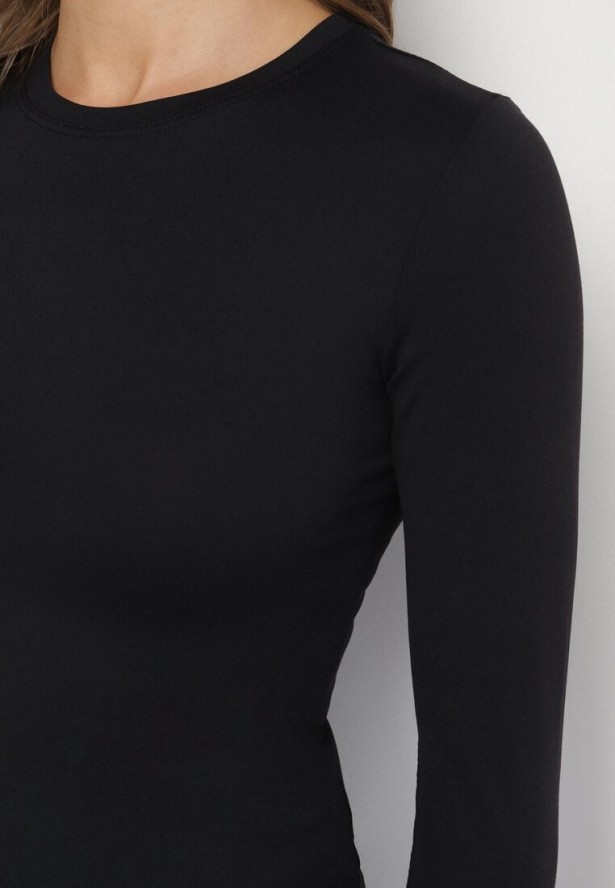 Czarna Bawełniana Bluzka Typu Longsleeve Lisfia