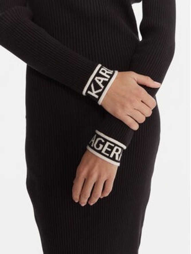 KARL LAGERFELD Sukienka dzianinowa A4W13028 Czarny Slim Fit