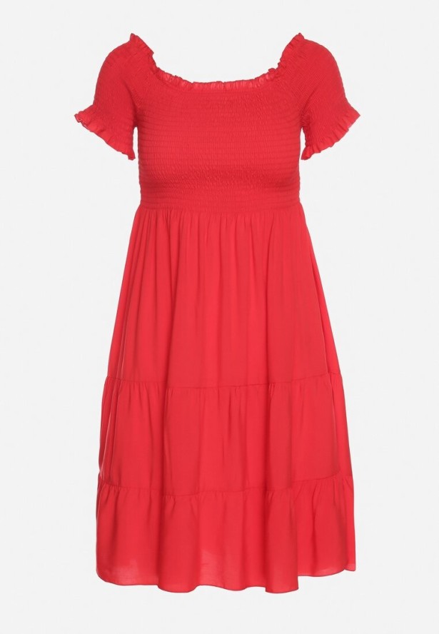 Czerwona Bawełniana Sukienka Typu Hiszpanka Tolowena