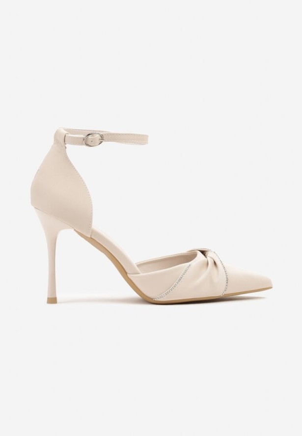 Beżowe Szpilki Ozdobione Cyrkoniami Melivan