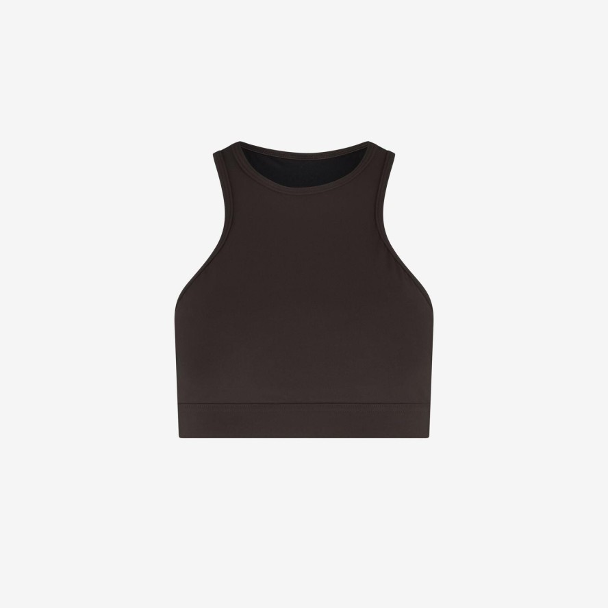 Damski bikini top racerfront wiązany do pływania & surfingu - Brązowy