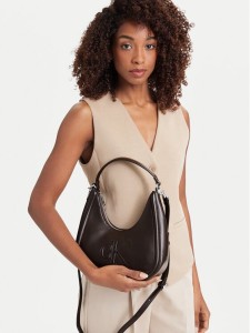 Calvin Klein Torebka Bold Ck Small Crescent Bag LV04F3561G Brązowy ciemny