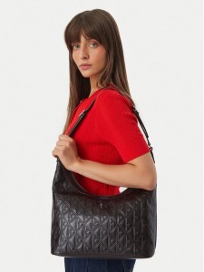 Calvin Klein Torebka Emblem Aop Debossed Medium Shbag LV04F3875G Brązowy