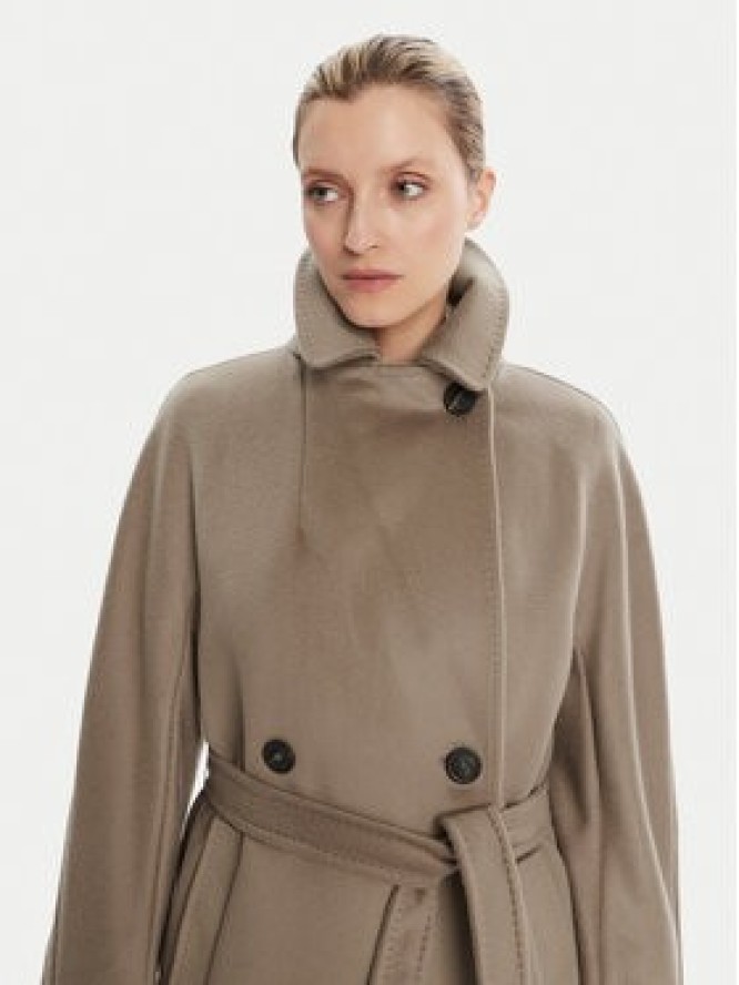 Weekend Max Mara Płaszcz wełniany Resina 2525016031 Brązowy Regular Fit
